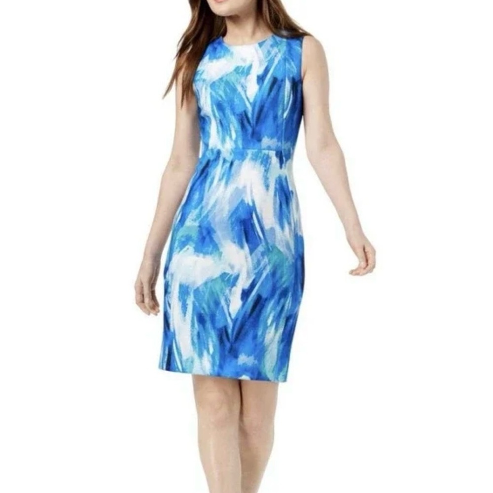 Calvin Klein Blue and White Abstract Dress